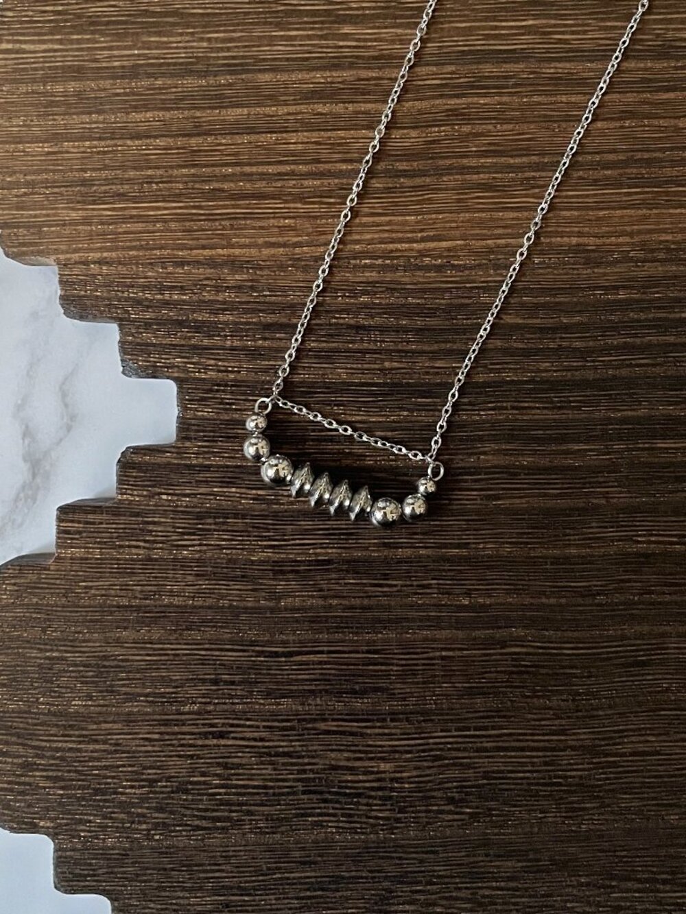 Handmade 4x4 Classic Western Pearl Bar Necklace 17 inch